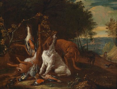 Landscape with Hunting Still Life by Adriaen de Gryef